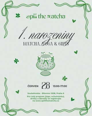 Zveme Vás tímto na oslavu 1. roku od spuštení značky Spill the matcha, která se bude konat 28.6.2025 od 13-17h v krásném...